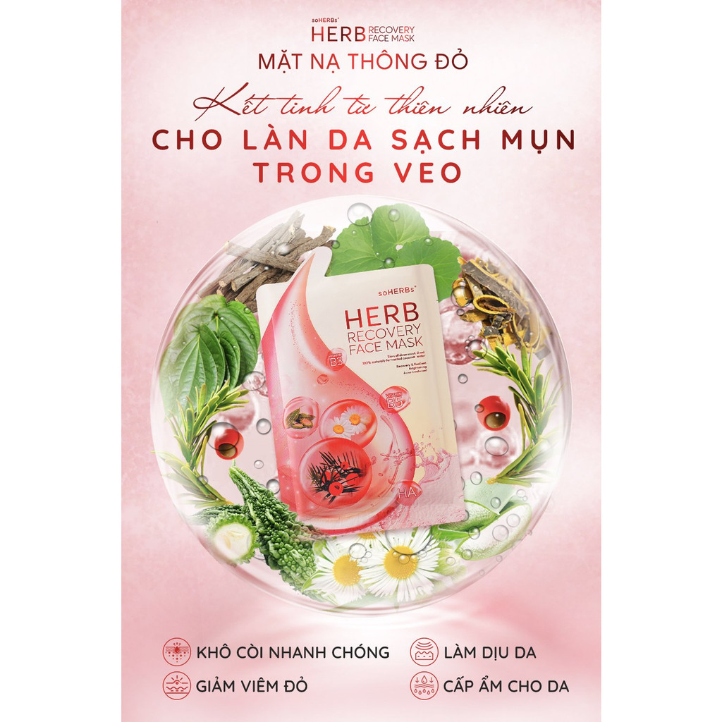 Mặt Nạ Thông Đỏ HERB - Dành Cho Da Mụn
