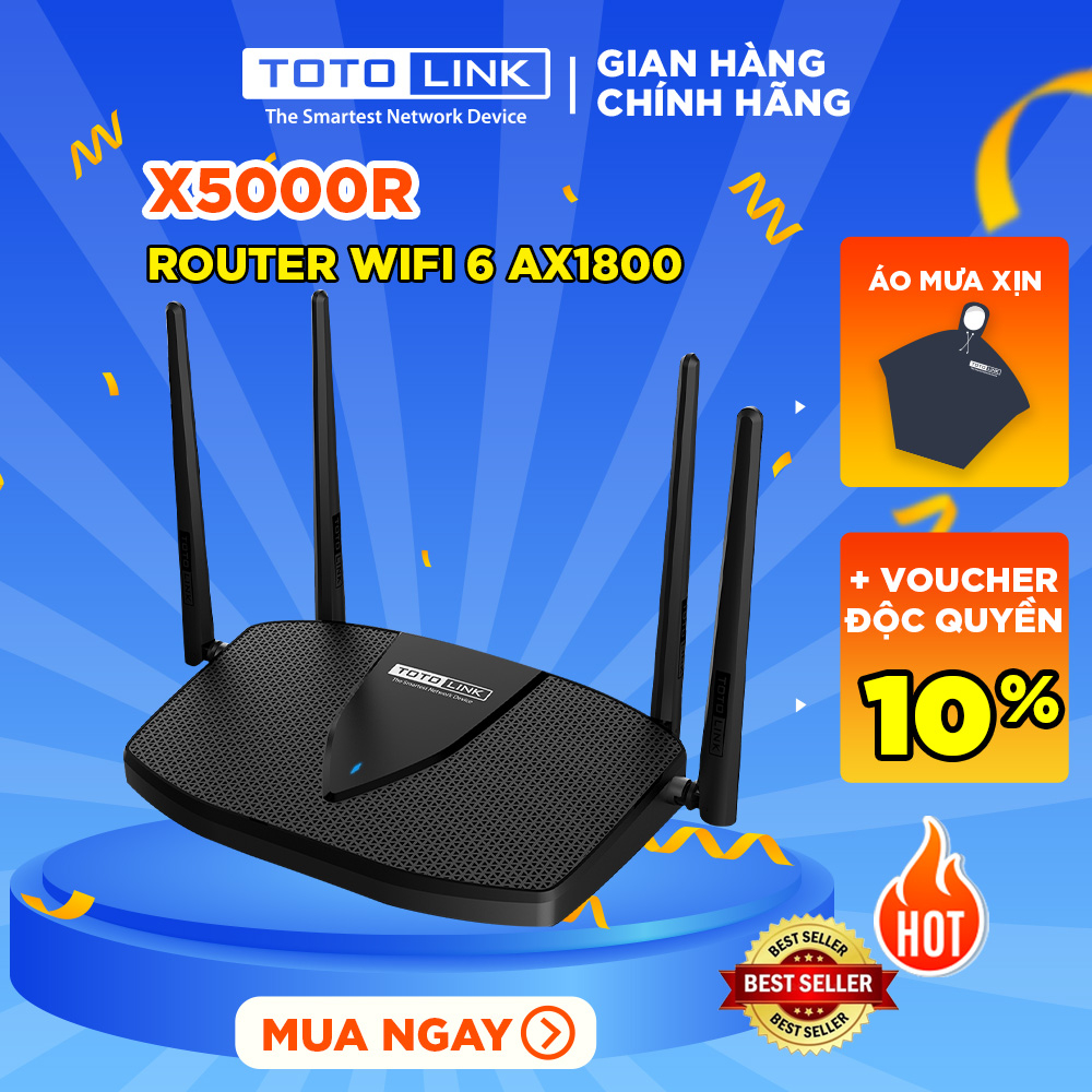 Cục phát wifi router wifi 6 băng tần kép Gigabit AX1800 TOTOLINK X5000R | BigBuy360 - bigbuy360.vn