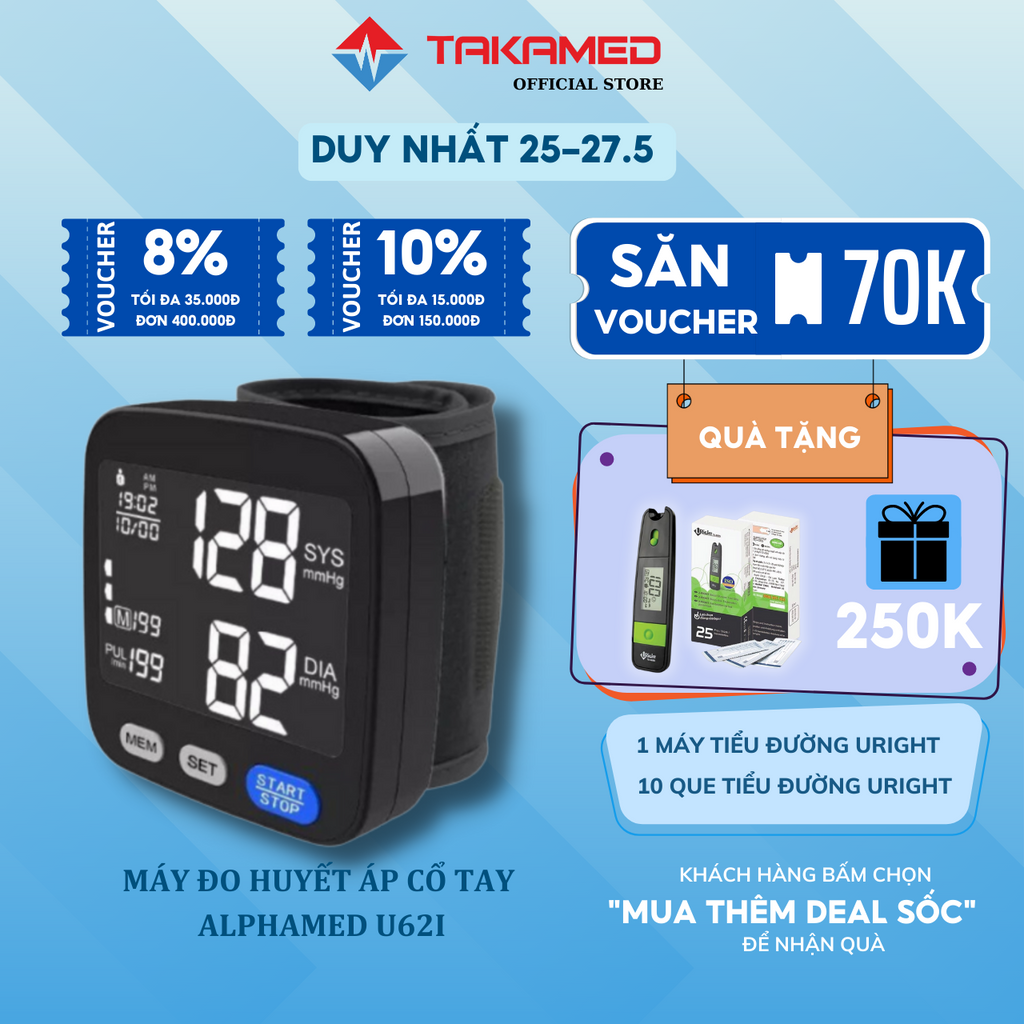 Máy Đo Huyết Áp Cổ tay ALPHAMED U62I