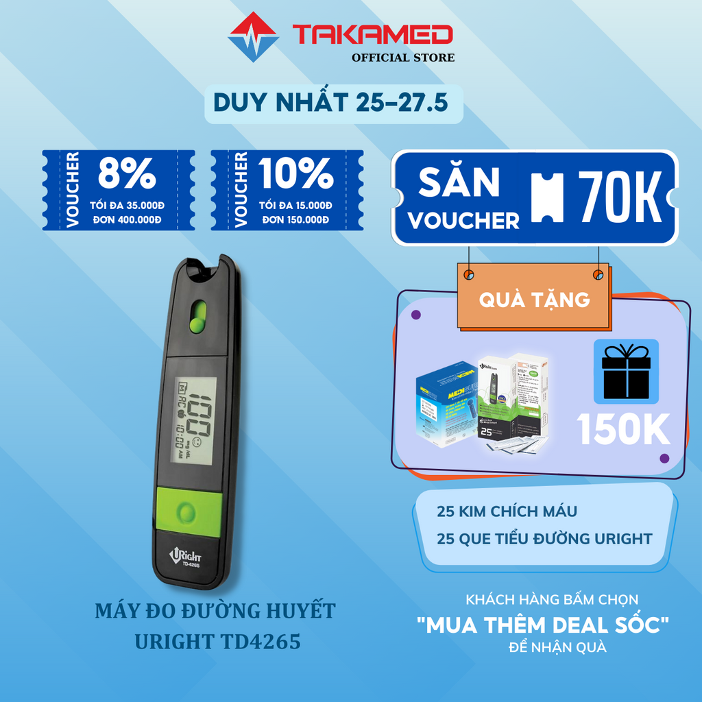 Máy Đo Đường Huyết URIGHT TD-4265 Chính Hãng