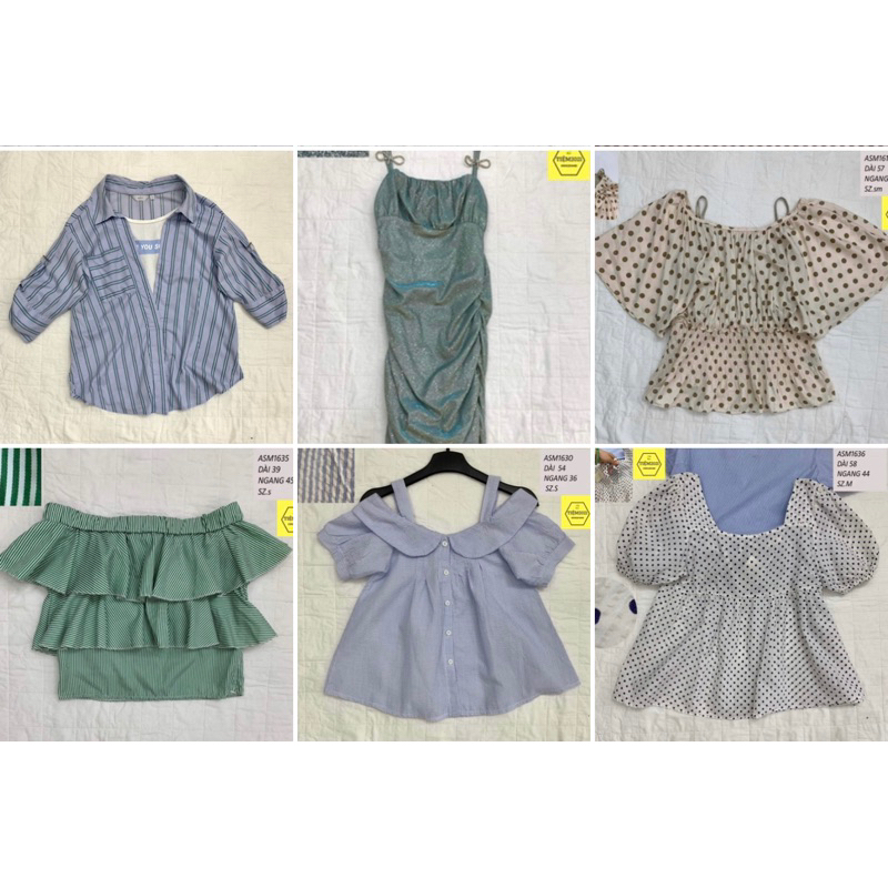 P5 Áo sơ mi kiểu ngắn tay, hoạ tiết croptop form dáng Hàn quốc trẻ trung hàng 2hand TIEM2021