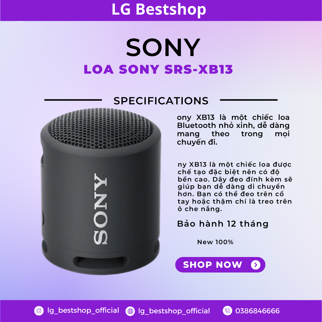Loa Bluetooth Sony SRS-XB13 - Hàng chính hãng