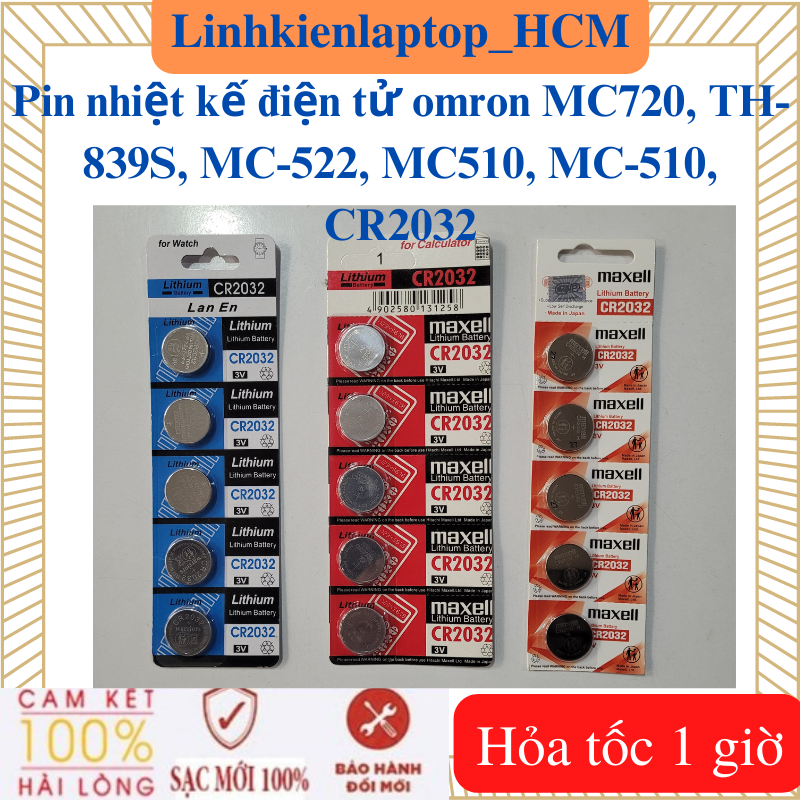 [Loại xịn] Pin dành cho nhiệt kế điện tử omron MC720, TH-839S, MC-522, MC510, MC-510, CR2032 (1 viên )- pin to