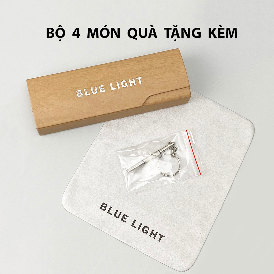 Gọng Kính Cận, Kính Giả Cận Gọng Khoan Mắt Mèo Nhỏ Nữ, Không Viền, Gọng Bạc, Đen, Vàng, Nữ Tính - BLUE LIGHT