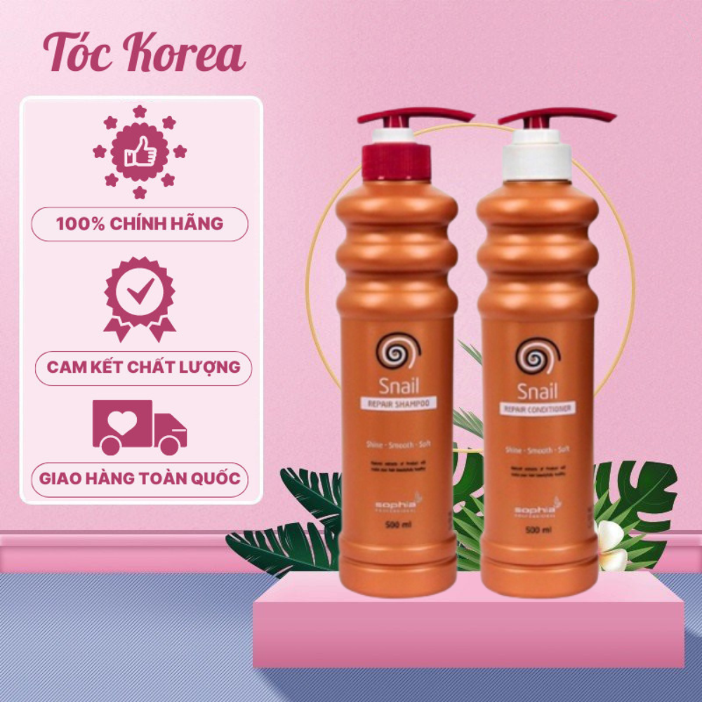 Dầu Gội Xả Phục Hồi Tóc Tinh Chất Ốc Sên Snail Sophia Hàn Quốc Chính Hãng Chăm Sóc Tóc Cho Tóc Khỏe Mượt Óng Ả 500ml