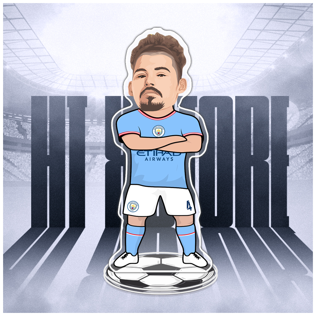 Mô hình standee hình cầu thủ CLB bóng đá Manchester City, mô hình cầu thủ Man Blue để bàn, decor, trang trí