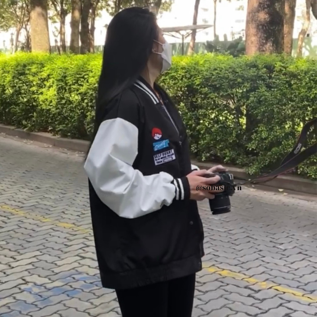 Áo khoác dù bomber nam nữ 2 lớp có túi trong thêu DINNER varsity bóng chày rẻ đẹp Sobasic