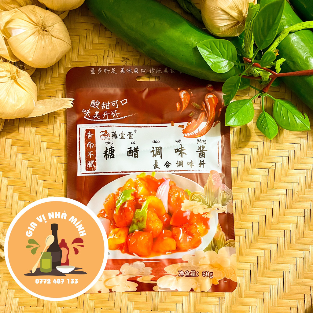 SỐT CHUA NGỌT YANYIYI ( CHUYÊN MÓN SƯỜN XÀO CHUA NGỌT) - GÓI 60GR