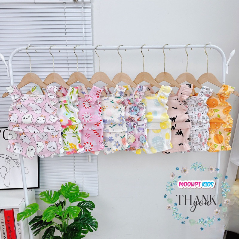 Bộ hai dây cánh tiên minwoo kids vải cotton bozip cho bé gái
