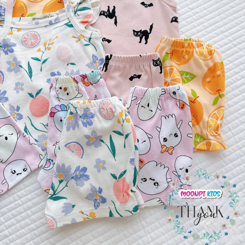 Bộ hai dây cánh tiên minwoo kids vải cotton bozip cho bé gái