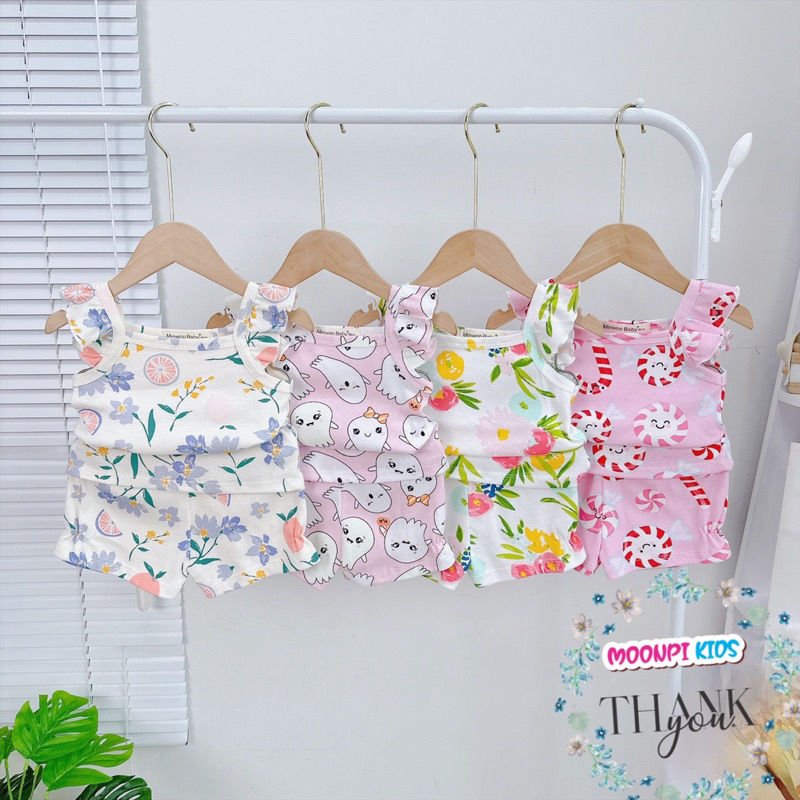 Bộ hai dây cánh tiên minwoo kids vải cotton bozip cho bé gái
