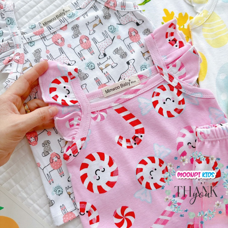 Bộ hai dây cánh tiên minwoo kids vải cotton bozip cho bé gái