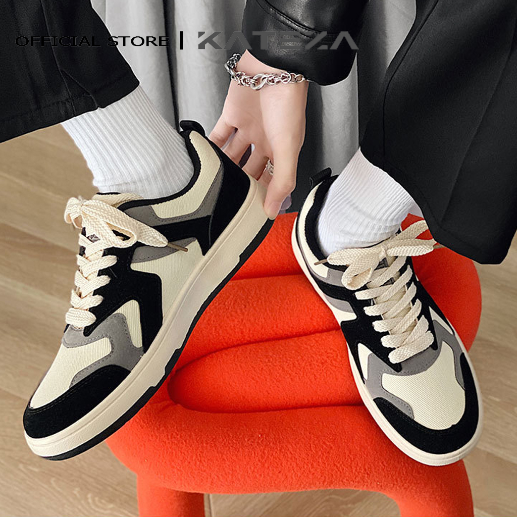 Giày nam sneaker đẹp vải canvas cao cấp kết hợp da lộn phong cách trẻ trung năng động, Giày thể thao nam KATEZAG58