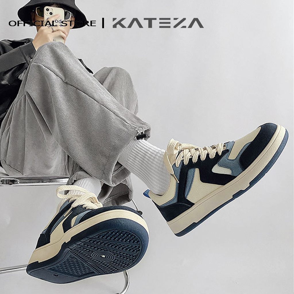 Giày nam sneaker đẹp vải canvas cao cấp kết hợp da lộn phong cách trẻ trung năng động, Giày thể thao nam KATEZAG58