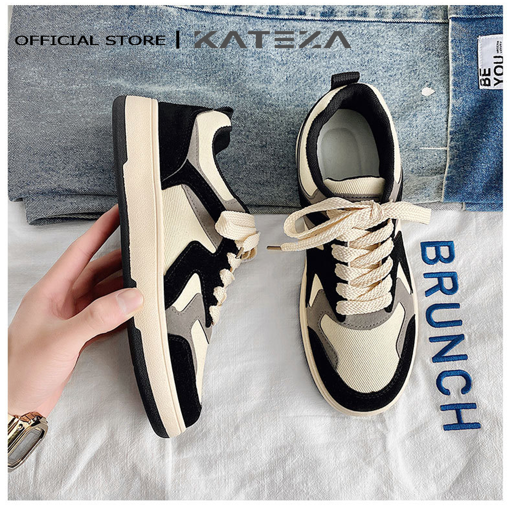 Giày nam sneaker đẹp vải canvas cao cấp kết hợp da lộn phong cách trẻ trung năng động, Giày thể thao nam KATEZAG58