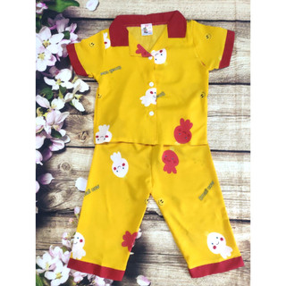 Bộ Pijama Lụa Tay Ngắn Quần Lửng Bé (6-14kg) (giao màu ngẫu nhiên)
