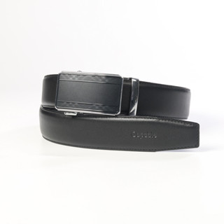 Dây thắt lưng nam màu đen CAPABLE đuôi nhọn khóa tự động chất liệu da bò nappa cao cấp, bảo hành 12T