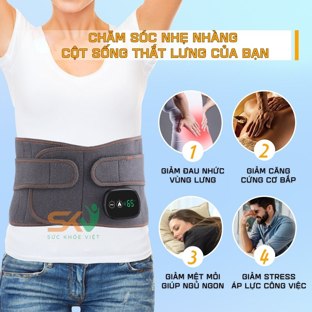 Đai hơi cột sống thoát vị đĩa đệm SKV-Z6, hỗ trợ kéo giãn, massage, chườm nóng, giảm đau mỏi vùng lưng, chất liệu tốt