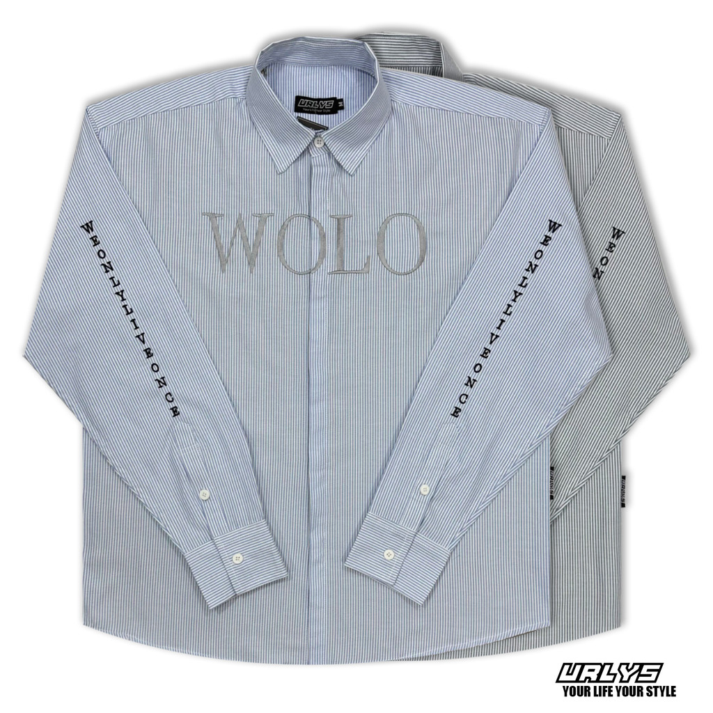 Áo sơ mi kẻ sọc WOLO We only live once URLYS nam nữ form rộng hàn quốc, sơ mi wolo unisex we only live once