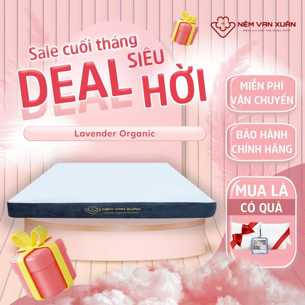 Nệm Foam Cao Cấp Vạn Xuân Lavender Organic Nâng Đỡ Cơ Thể, Kết Hợp Tinh Chất Trà Xanh Tạo Hương Thơm Nhẹ Nhàng Thoải Mái