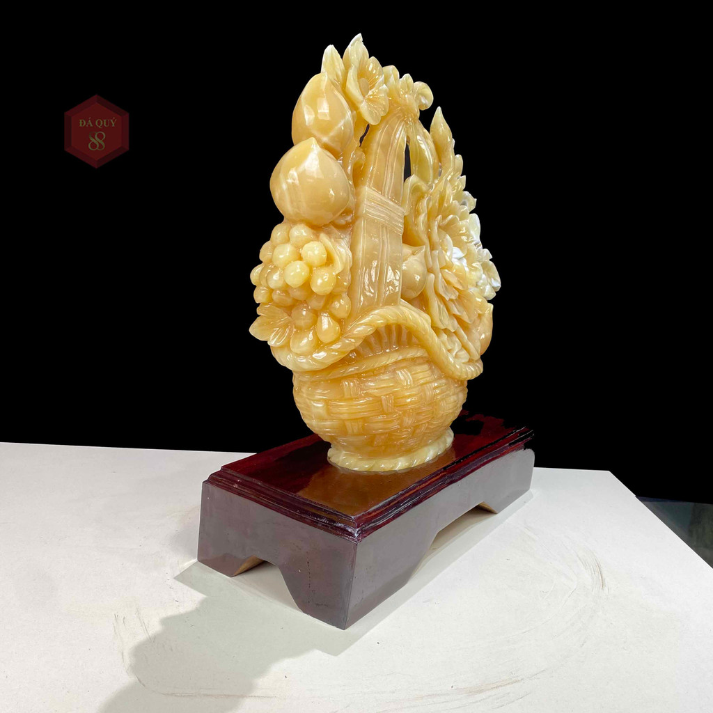 Giỏ Hoa Mẫu Đơn Đá Ngọc Hoàng Long Tự Nhiên Liền Khối Vip 27kg-48cm