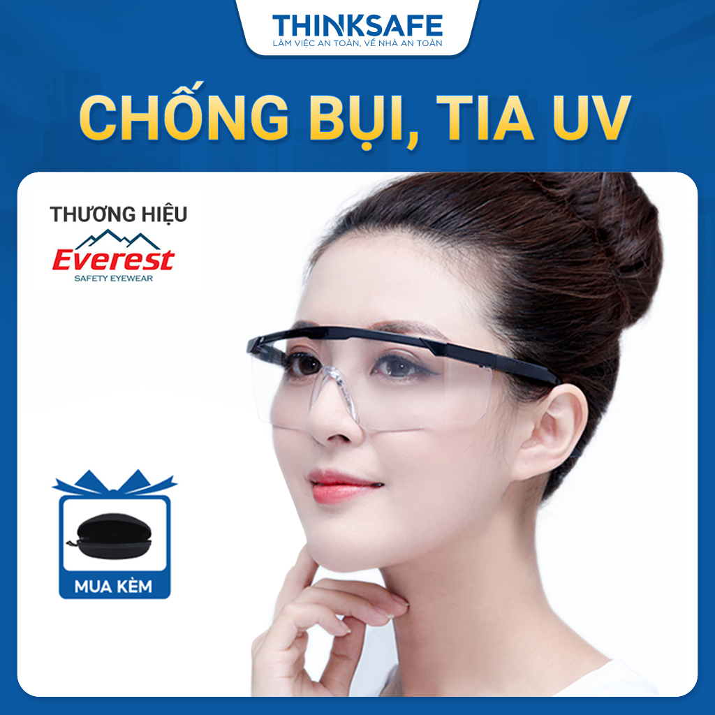 Kính bảo hộ EV105 tròng trong suốt Chống tia UV Chống bụi Chống mờ sương Kính bảo hộ chính hãng phòng đau mắt đỏ