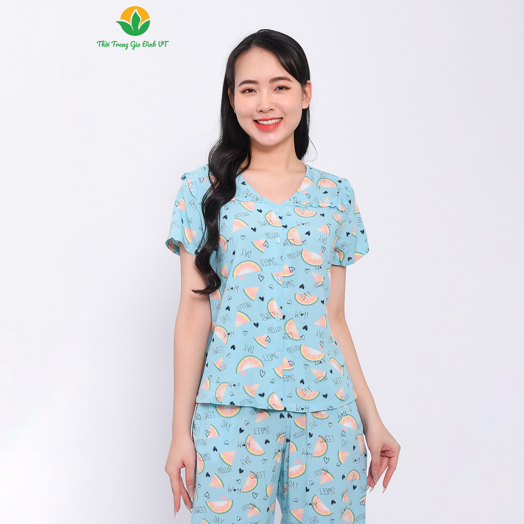 [Mã FATOP12 giảm 30K đơn 150K] Bộ pijama lanh mặc nhà nữ mùa hè Việt Thắng, quần dài, áo cộc tay - B08.2311