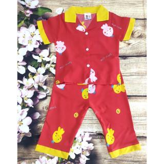 Bộ Pijama Lụa Tay Ngắn Quần Lửng Bé (6-14kg) (giao màu ngẫu nhiên)
