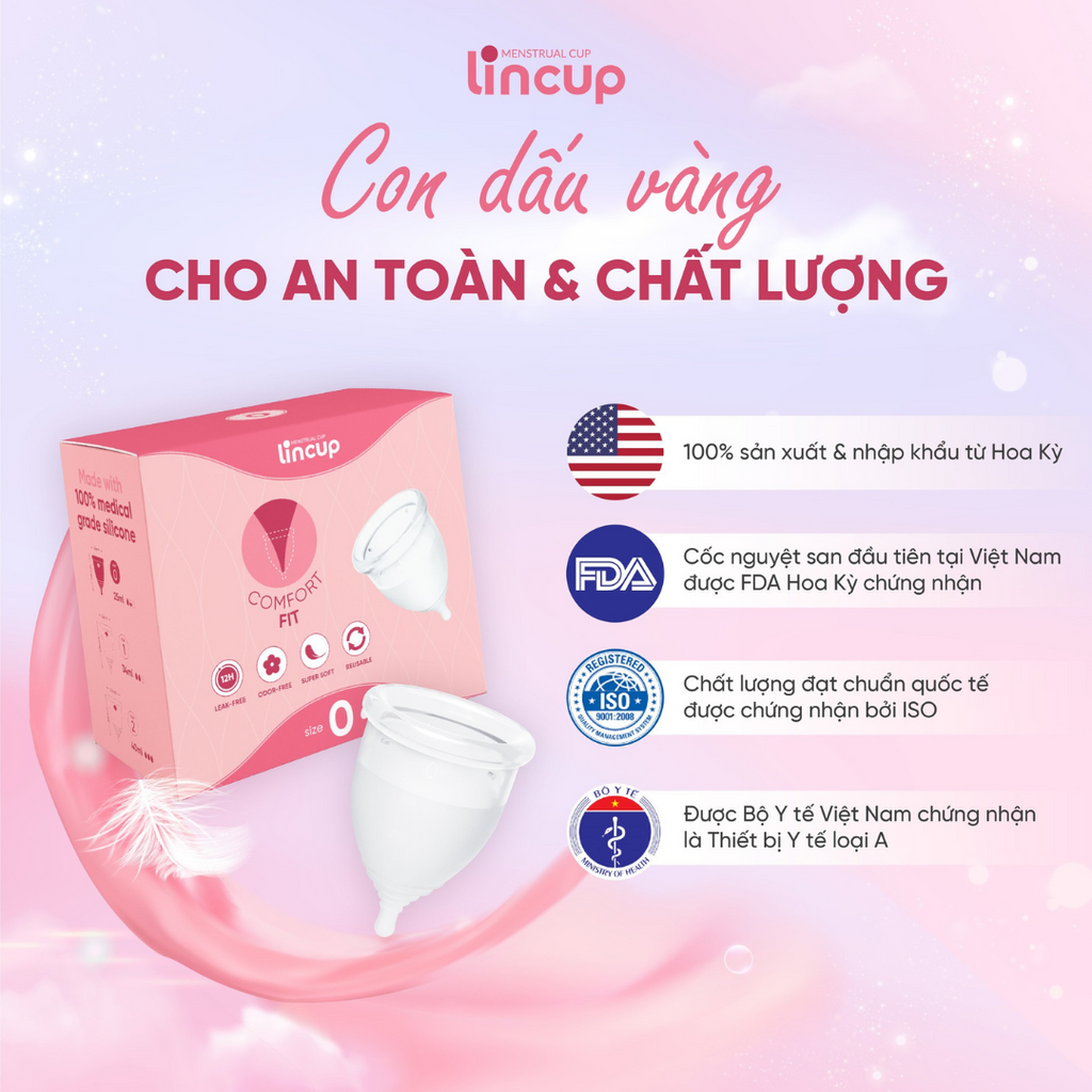 Cốc nguyệt san Lincup hàng nhập khẩu của Mỹ - hàng công ty có hóa đơn