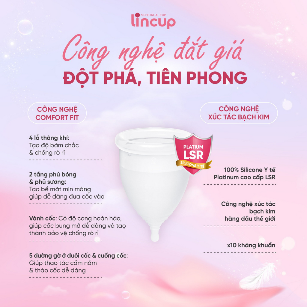 Cốc nguyệt san Lincup hàng nhập khẩu của Mỹ - hàng công ty có hóa đơn