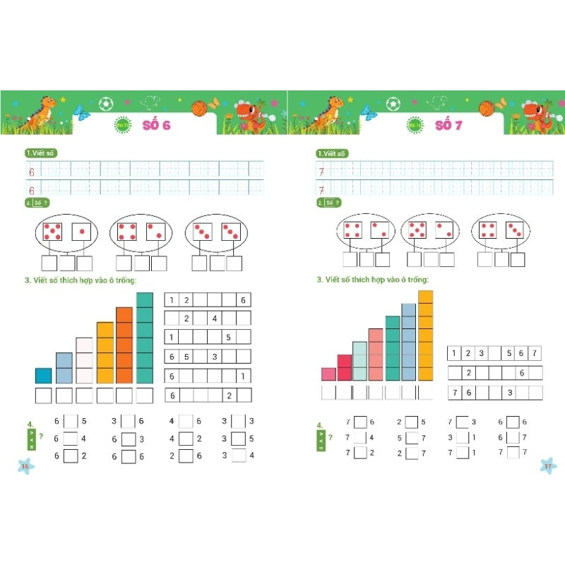 Sách - Vở bài tập toán mầm non, vở bài tập toán phát triển tư duy dành cho trẻ 5 - 6 tuổi làm quen chuẩn bị vào lớp 1