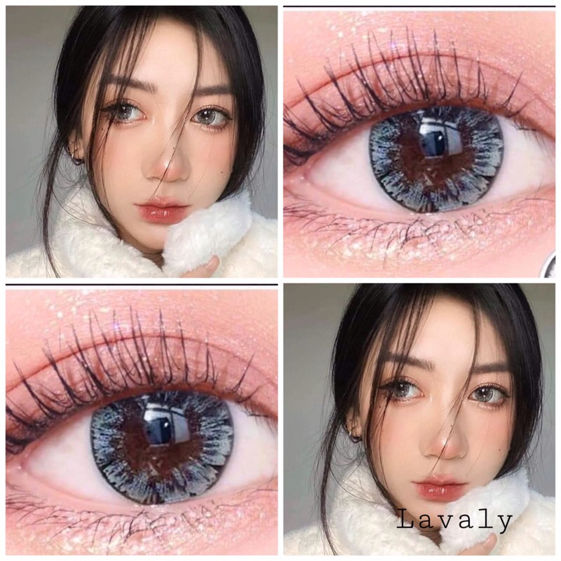 Lens thời trang màu xám mắt mèo long lanh giãn tròng 14.5mm