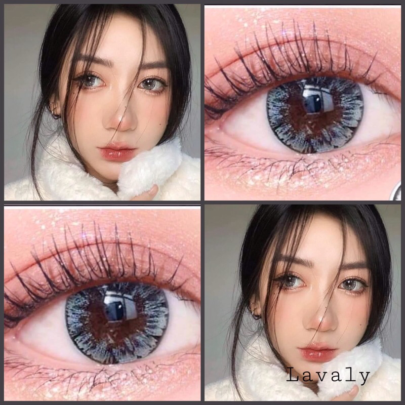 Lens thời trang màu xám mắt mèo long lanh giãn tròng 14.5mm