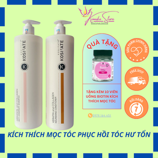 Bộ dầu gội xả Kosifate Keratin dầu cặp gội xả Kosifate Keratin bộ gội xả dầu kích thích mọc tóc dầu gội dầu xả 1000ml