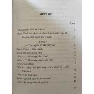 Sách - Luật Thuế Thu Nhập Cá Nhân (Hiện Hành) (Sửa Đổi, Bổ Sung Năm 2012, 2014, 2020)