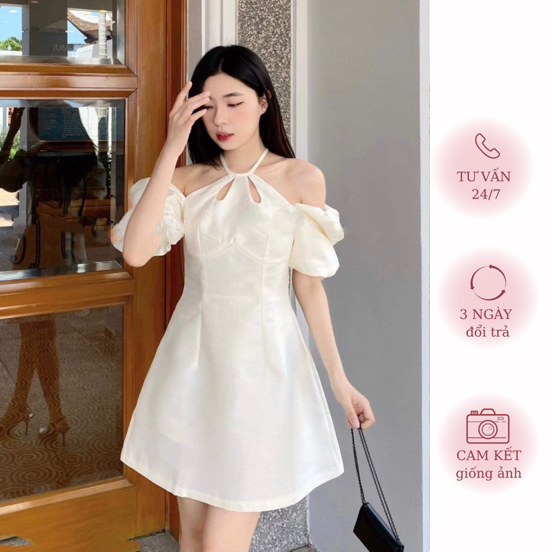 Váy Giọt Lệ Tay Bồng Trễ Vai sang chảnh Có ảnh thật | MERRCHUYENVAY