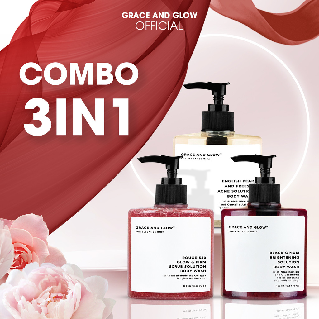 3 in 1 Combo sữa tắm nước hoa Grace and Glow 400ml + 400ml + 400ml