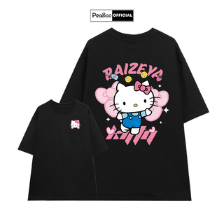 Áo Thun Nữ, Áo Phông Unisex By PEABOO Mã TN Hello Kitty Chất Cotton Thoáng Mát Form Rộng Tay Lỡ Cho Nam Nữ