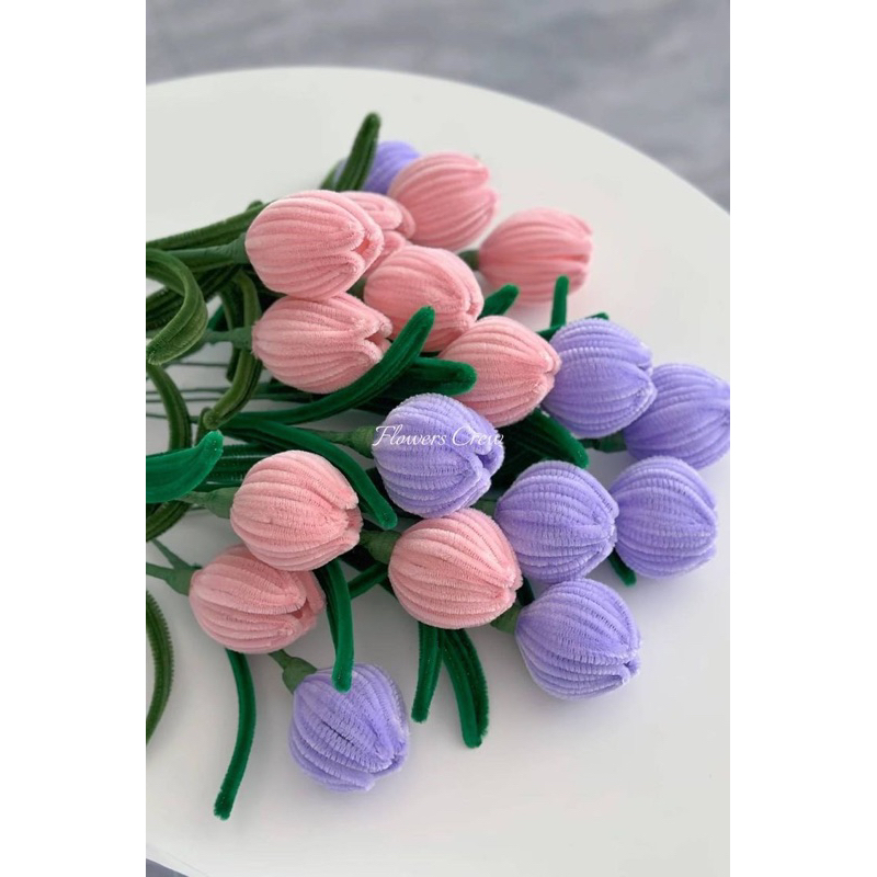 Hoa Tulip bằng kẽm nhung nhiều màu sắc