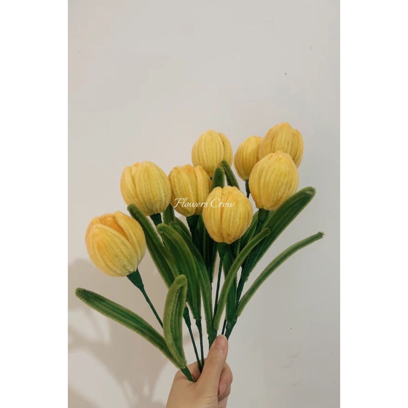 Hoa Tulip bằng kẽm nhung nhiều màu sắc