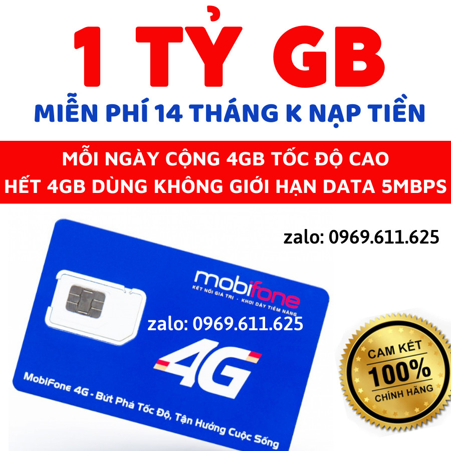 Sim 4G Mobi 21G12 Miễn Phí Data Truy Cập Mạng 4Gb/ngày tốc độ cao Free 14 Tháng - Sim kèm bảo hành
