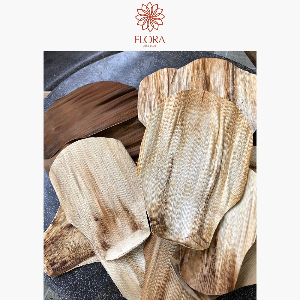 Quạt mo cau tự nhiên trang trí decor trung thu, quạt cầm tay