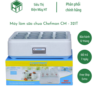 Máy làm sữa chua chefman cm - 321t, bảo hành 24 tháng, 12 cốc thủy tinh cao cấp, có khay chống vỡ cốc an toàn