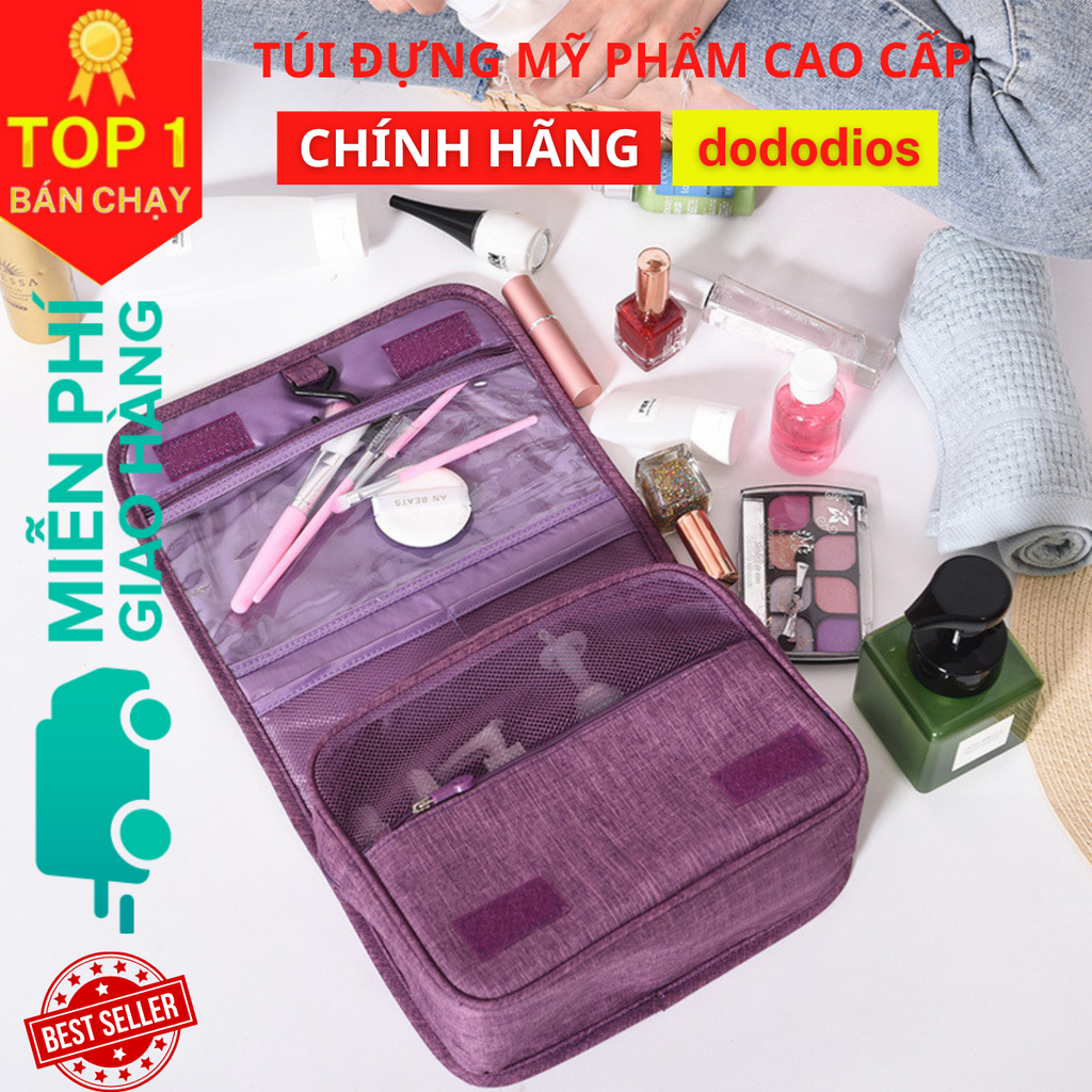 Túi đựng mỹ phẩm đồ du lịch đa năng, túi đựng đồ vệ sinh cá nhân có móc treo phong cách Hàn - Hãng dododios _Mã 02