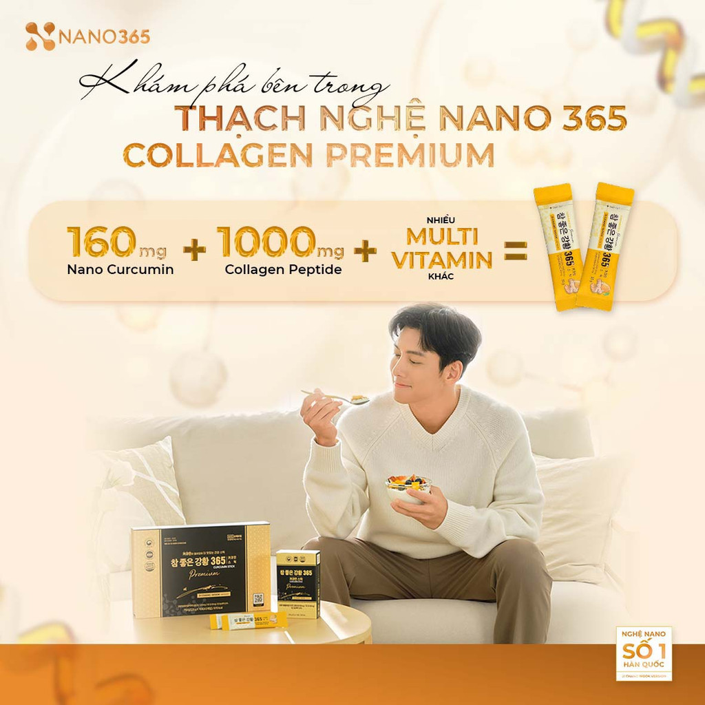 [QUÀ HẤP DẪN - BẢN NÂNG CẤP] Combo 2 hộp Thạch Nghệ Nano Curcumin 365 Collagen Premium Hộp Lớn 30 Thanh