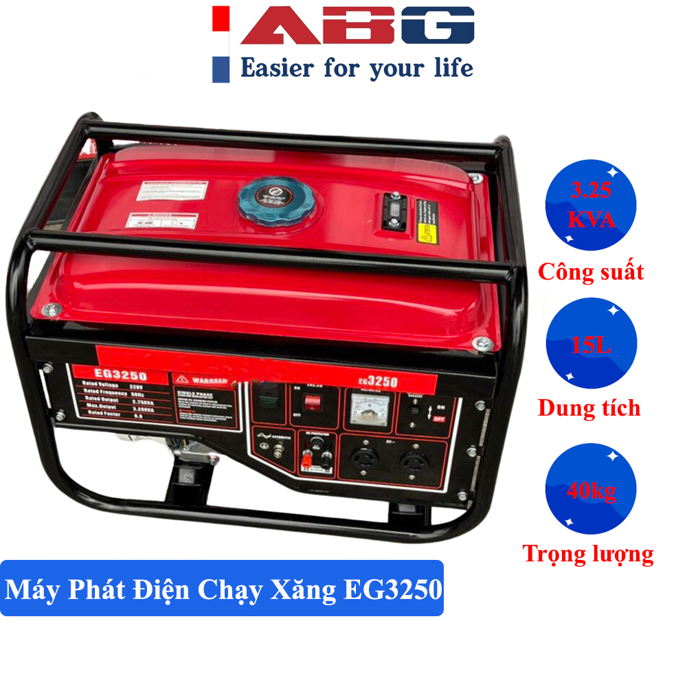 Máy phát điện chạy xăng ABG EG3250 công suất lớn 3.25KVA - Hệ thống giảm ồn, tiết kiệm nhiên liệu khi sử dụng