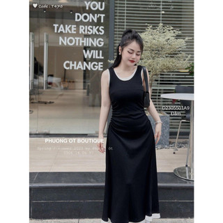 Đầm 2 dây phối viền sọc!
