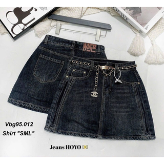   BIGSIZE 70kg  Chân váy Jean Nữ bản QCCC dáng chữ A kèm quần trong CV bò ngắn cạp cao viền đậm phong cách đơn giản HOT 