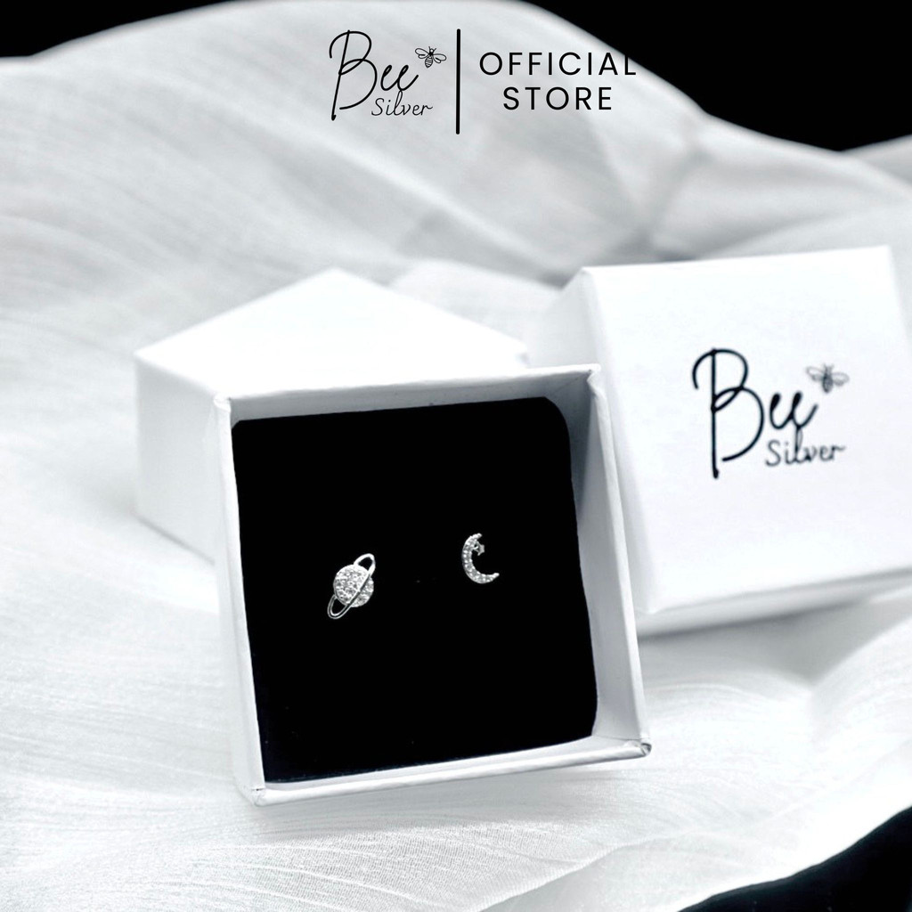 Khuyên tai bạc nữ Bee Silver hình hành tinh và mặt trăng đáng yêu Ellie Earing