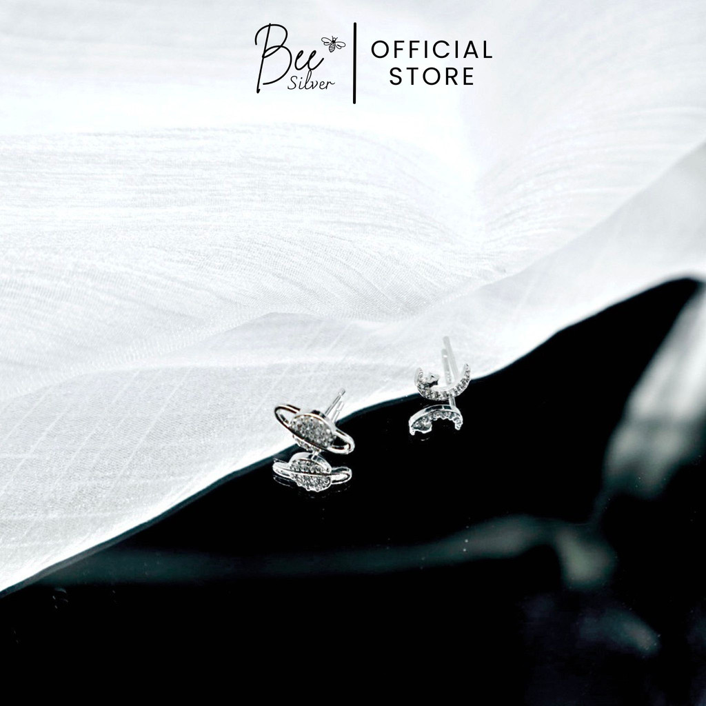 Khuyên tai bạc nữ Bee Silver hình hành tinh và mặt trăng đáng yêu Ellie Earing